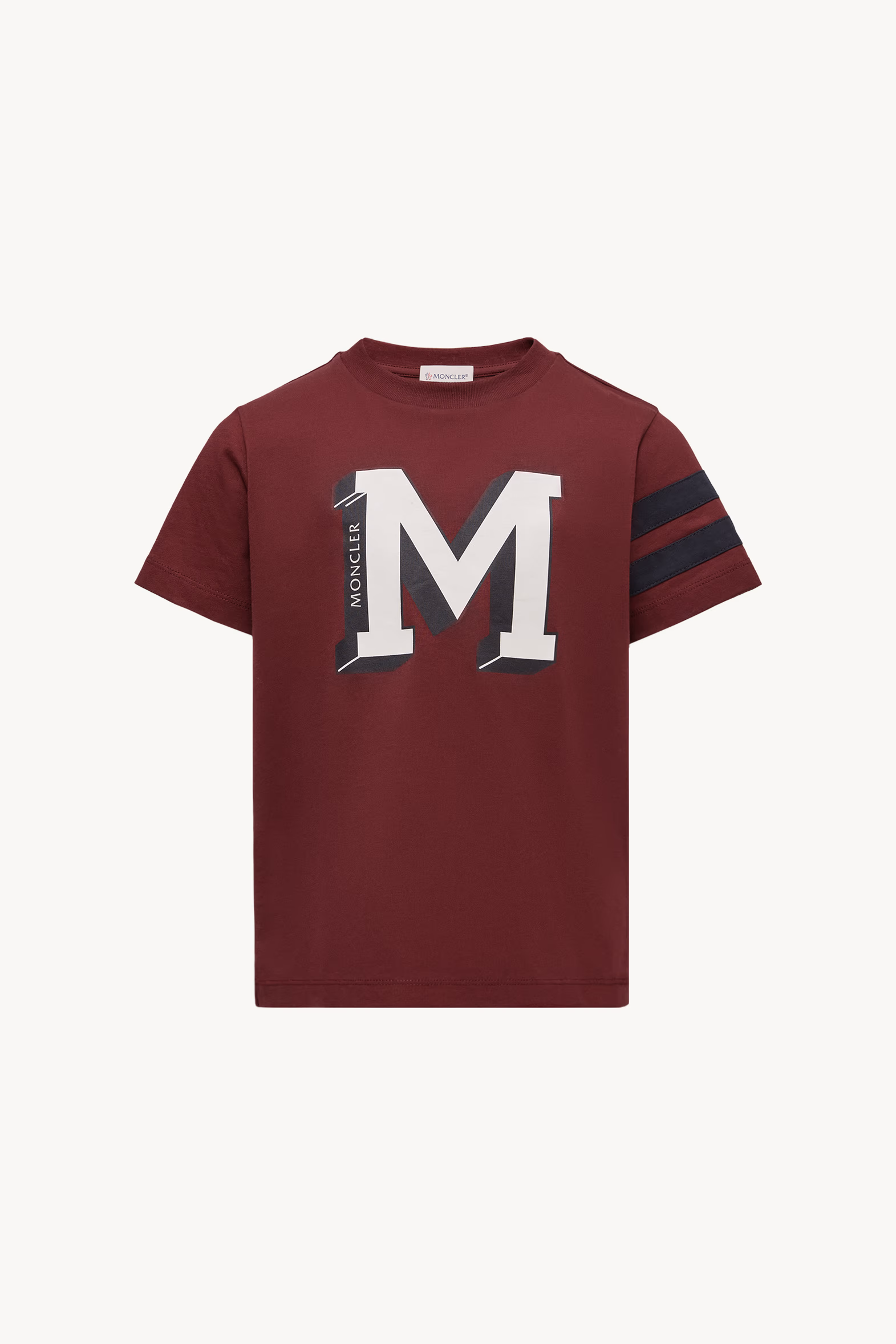Varsity Monogram Cotton T-Shirt Boy Burgundy Moncler 0